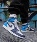 Branded retro 1 UNC blue High Ankle Sneakers