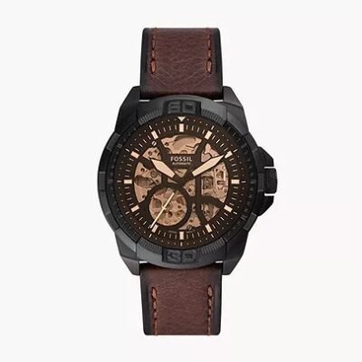FOSSIL BRONSON AUTOMATIC (BROWN LITEHIDE) LEATHER WATCH