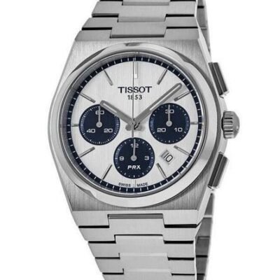 Tissot PRX T-Classic Chronograph White Dial Auto motion Metal Wrist  Watch