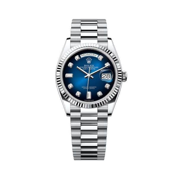 ROLEX OYSTER PERPETUAL DAY DATE (BLUE/SILVER) PREMIUM WRIST WATCH