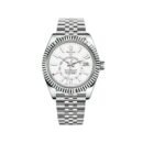 ROLEX SKY-DWELLER 42MM OYSTERSTEEL JUBILEE FLUTED BEZEL WHITE DIAL WATCH