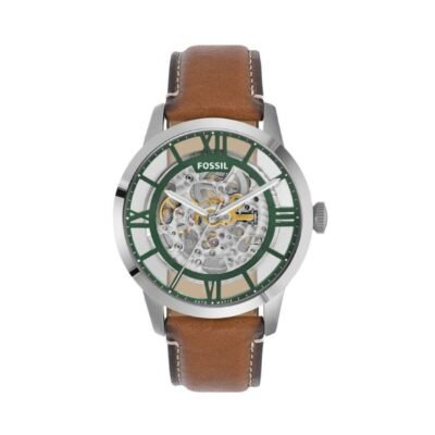 FOSSIL MEN BROWN TOWNSMAN SKELETON AUTOMATIC LETHER WRIST WATCH