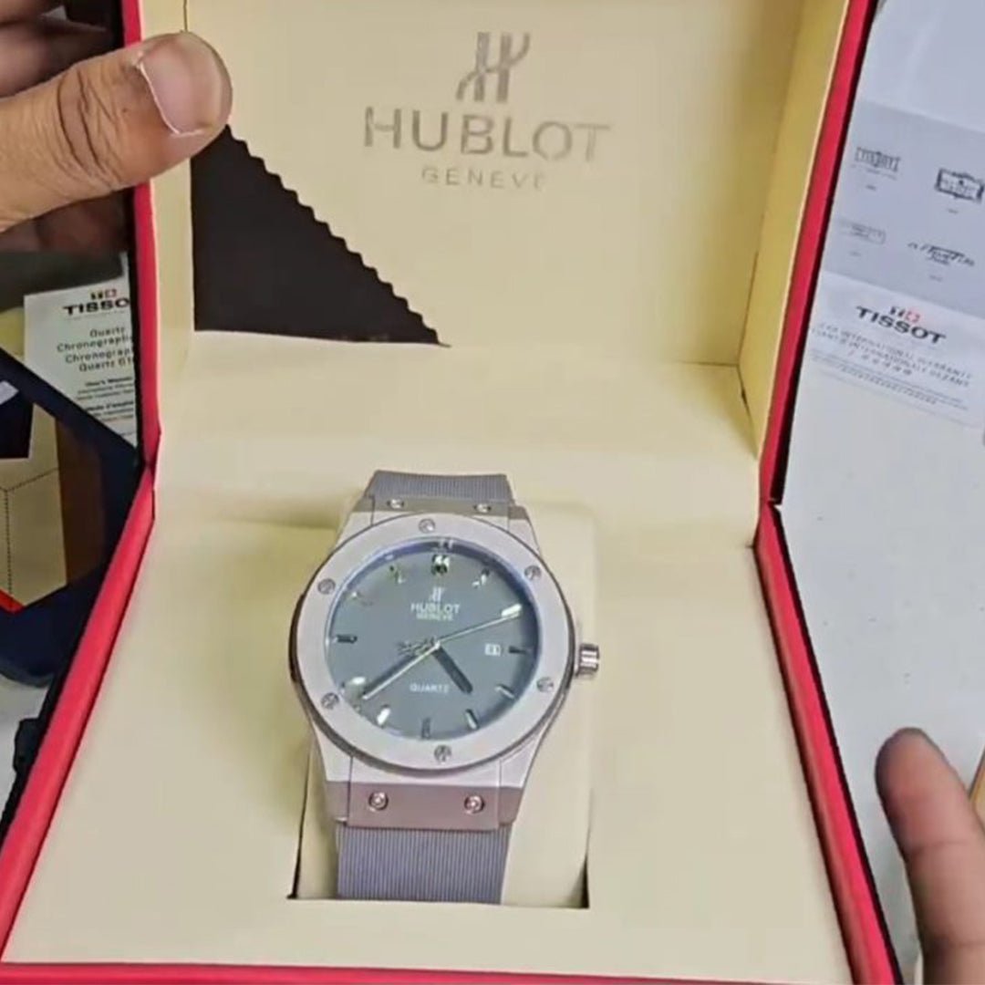 Hublot Grey Leather Belt Watch E - Image 3