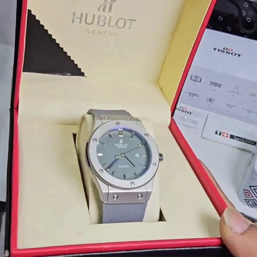 Hublot Grey Leather Belt Watch E - Image 4