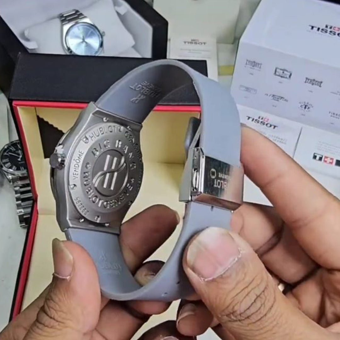 Hublot Grey Leather Belt Watch E - Image 5