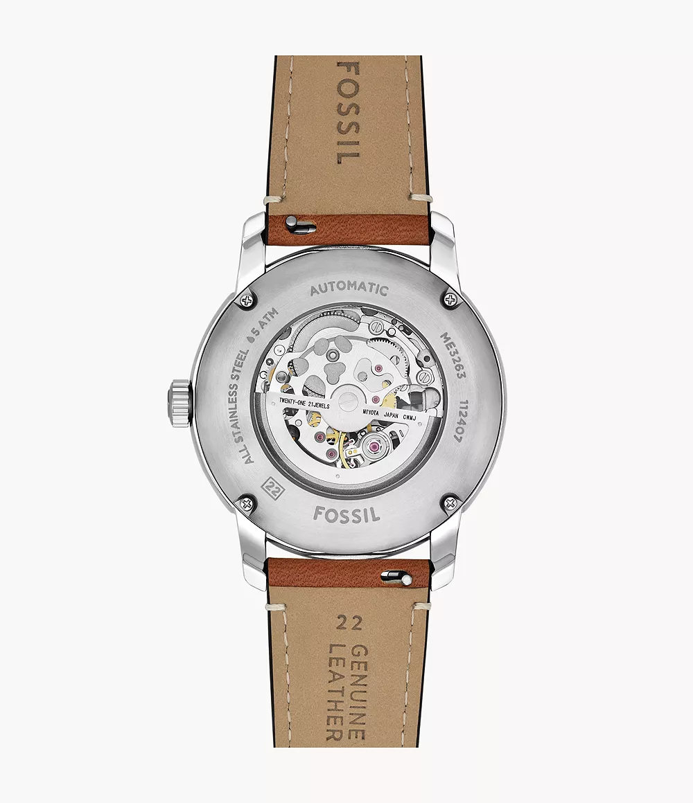 Fossil Heritage Automatic Brown Leather Watch (BLUE) 2025 - Image 3