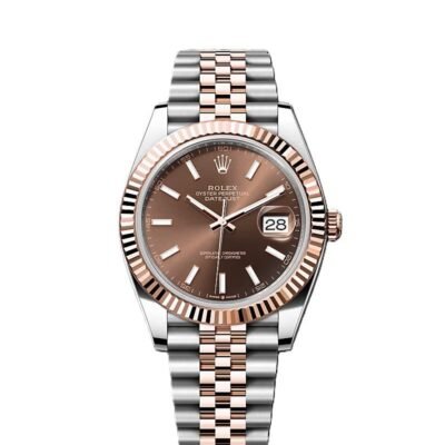 Rolex Date just 41 Two-Toned Rose Gold Stainless Steel Brown Dial